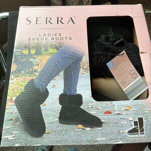 Serra Ladies Suede Boots Size 8 Black – Wear Two Ways – New in Box